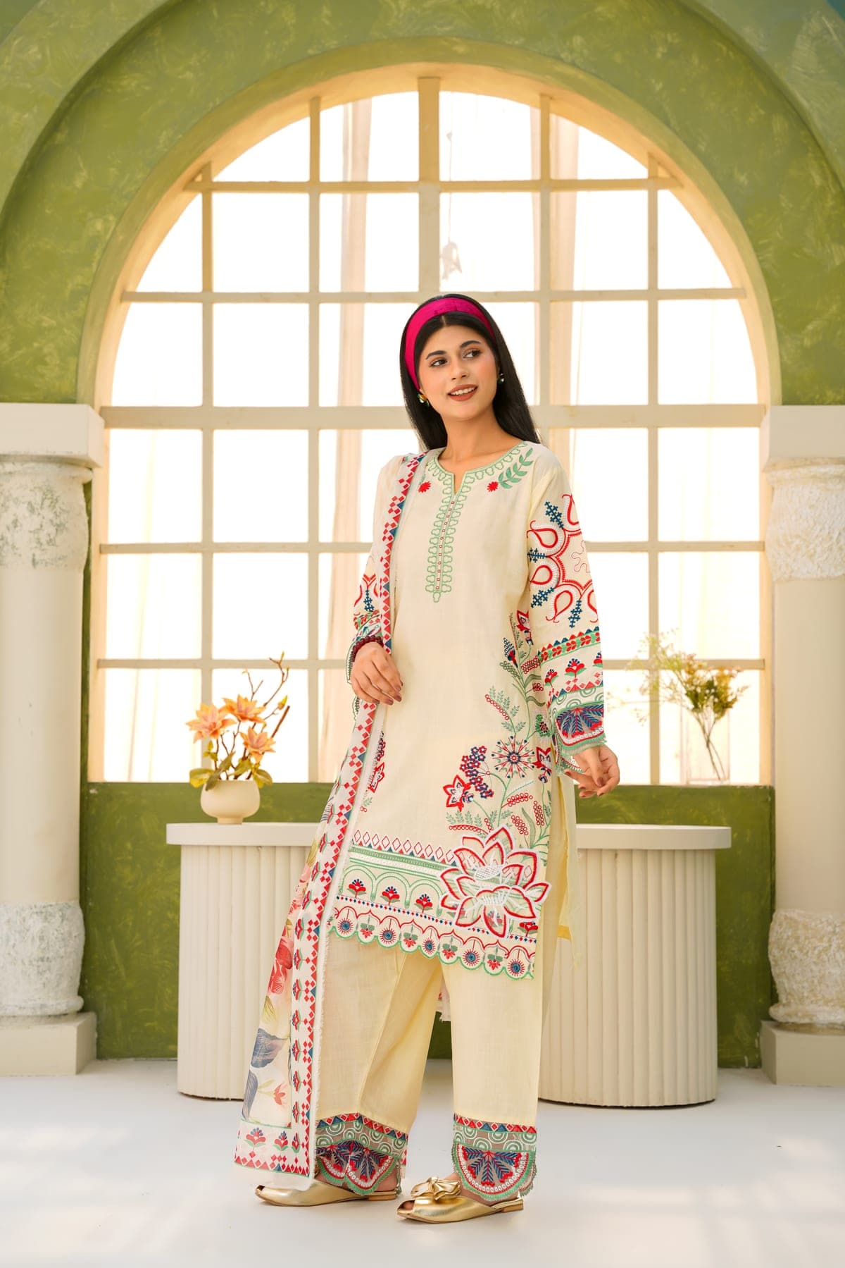 Ivory Garden Embroidered Suit view 3