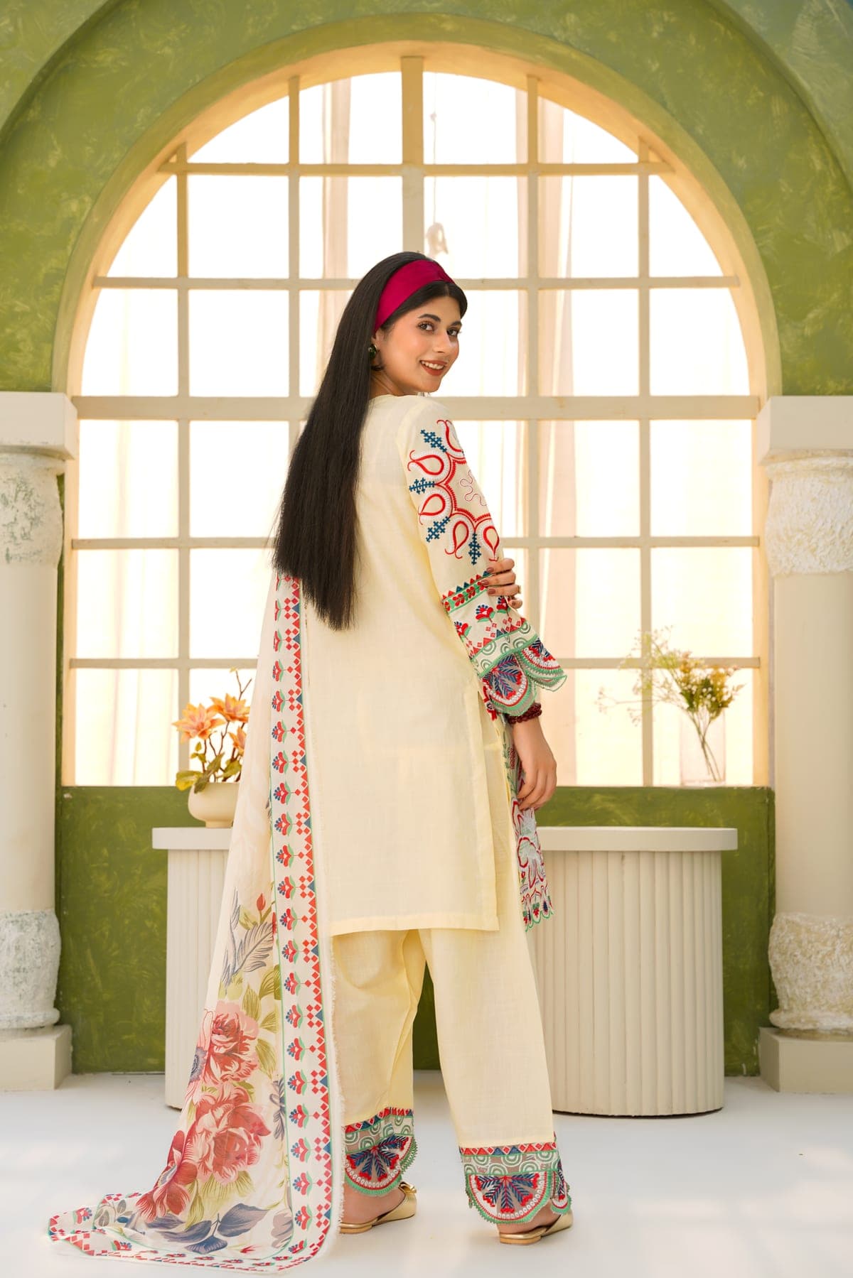 Ivory Garden Embroidered Suit view 4