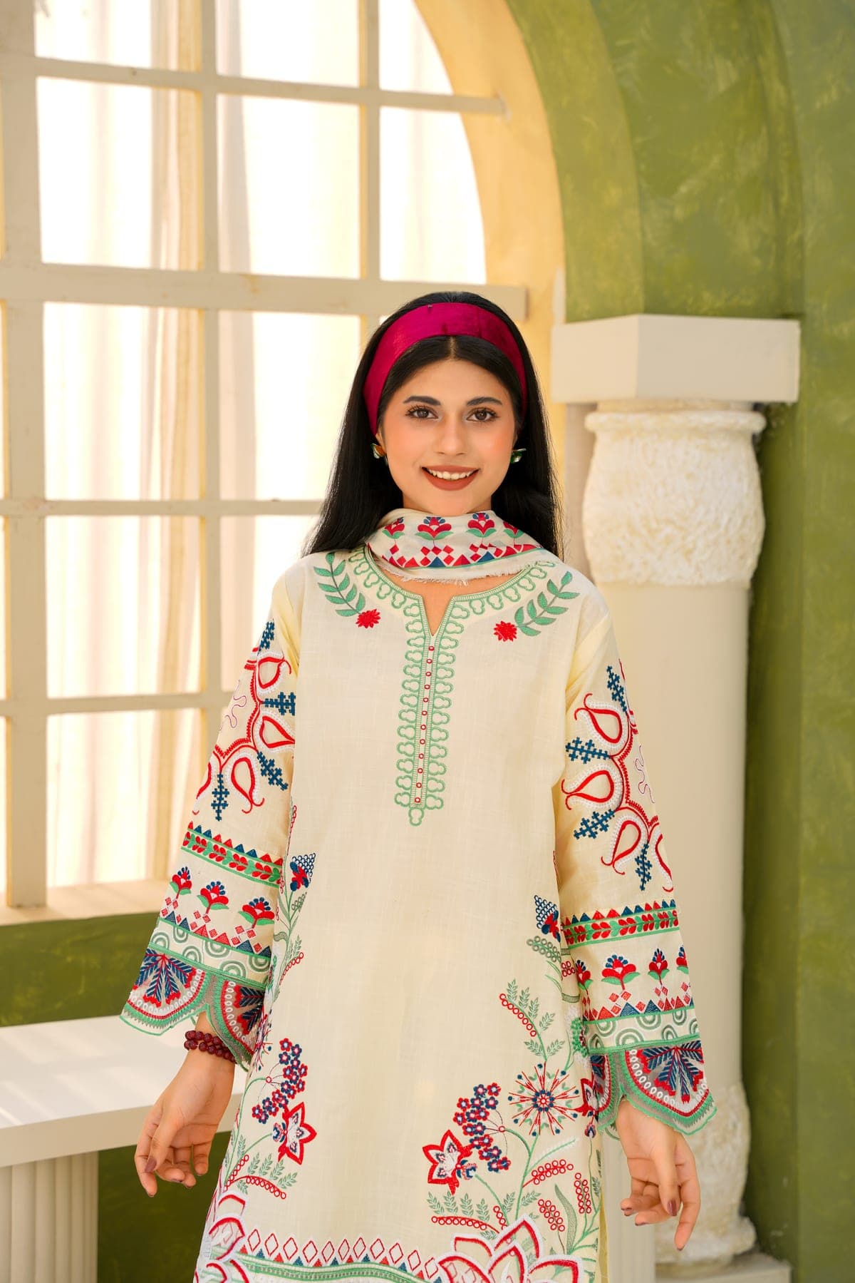 Ivory Garden Embroidered Suit view 5