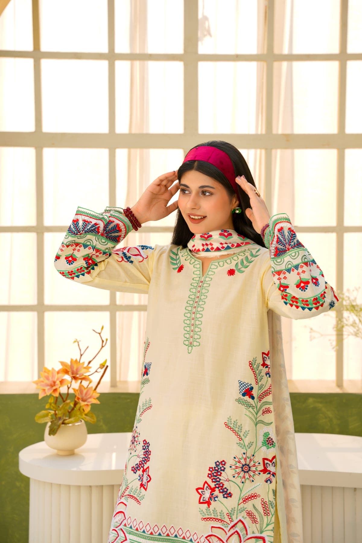 Ivory Garden Embroidered Suit view 6