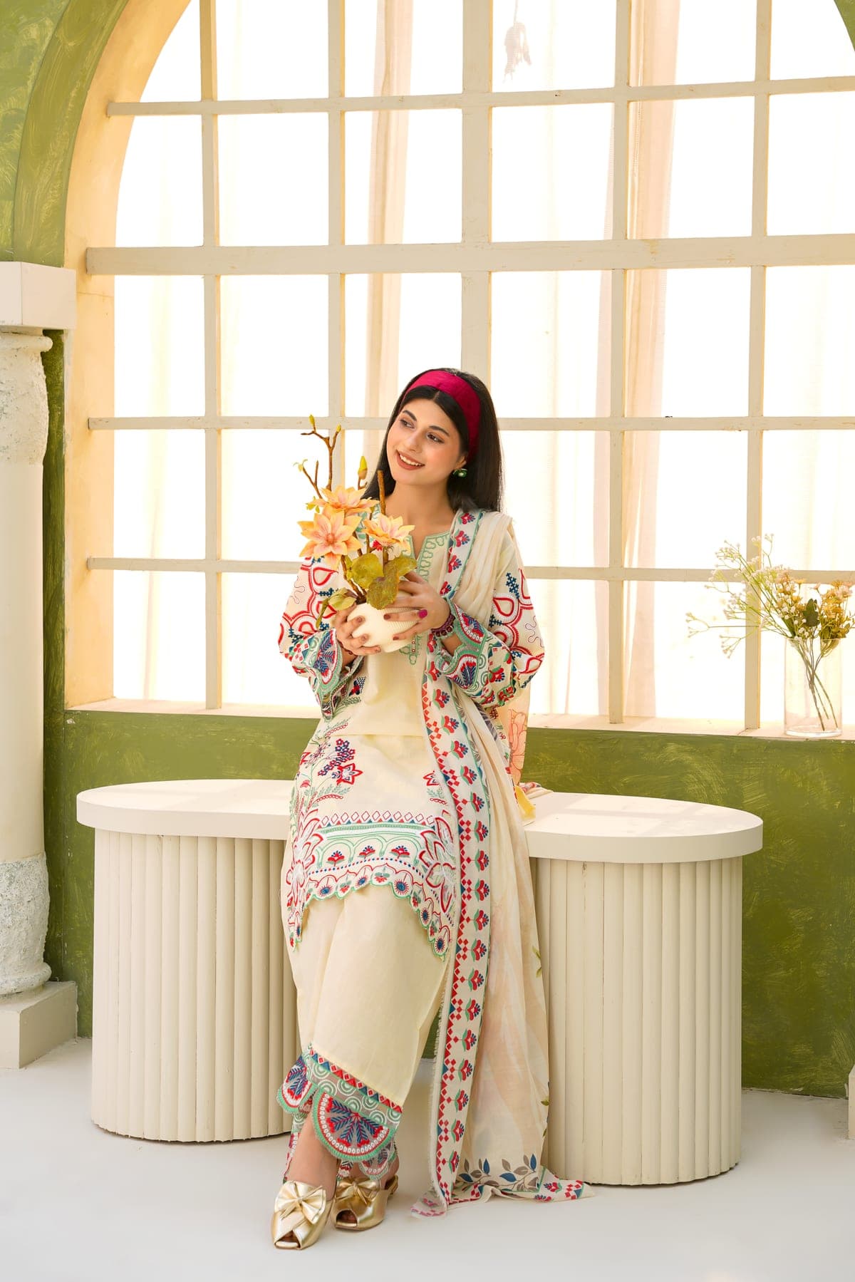 Ivory Garden Embroidered Suit view 7