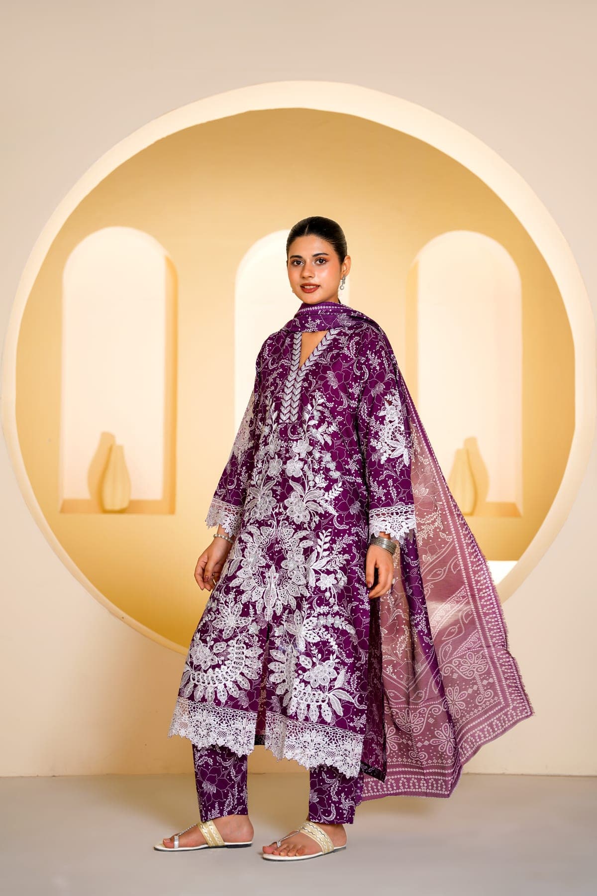 Wine Garden Print Suit view 3