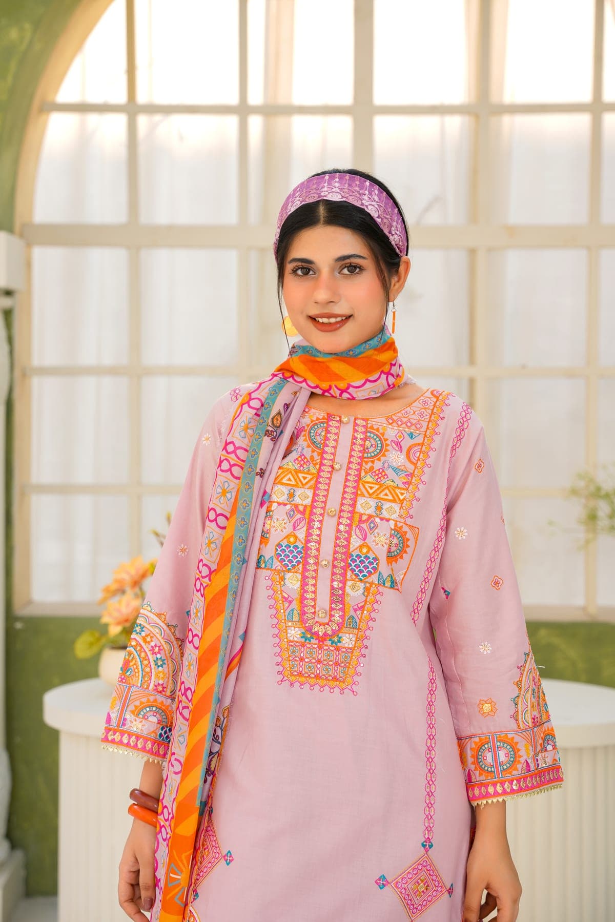 Mauve Mosaic Embroidered Suit view 5