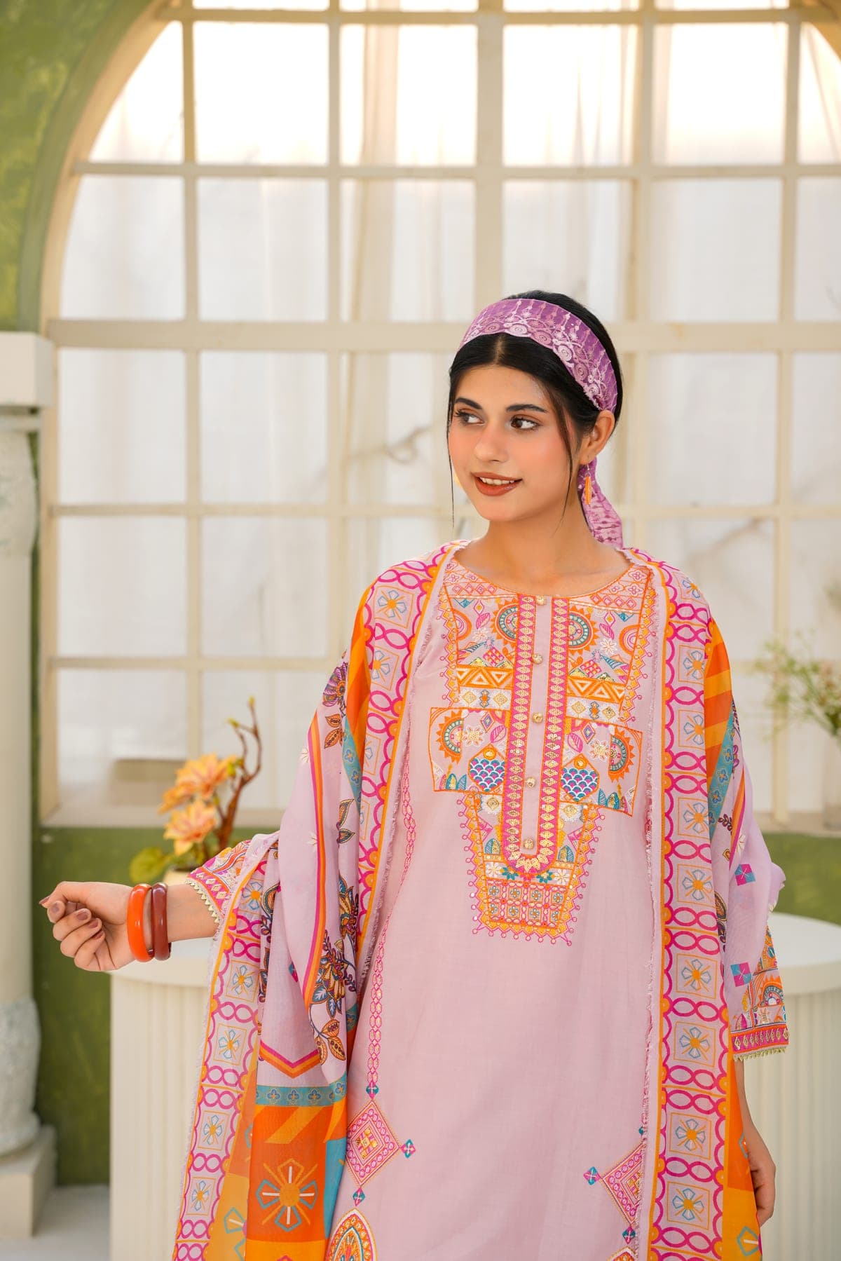 Mauve Mosaic Embroidered Suit view 6