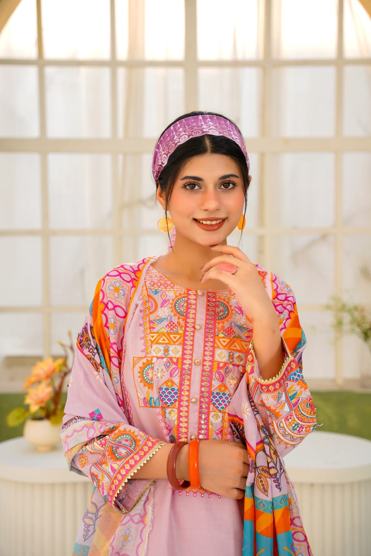 Mauve Mosaic Embroidered Suit view 7