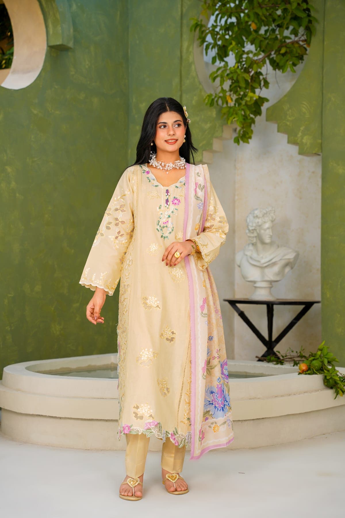 Golden Bloom Embroidered Suit view 4