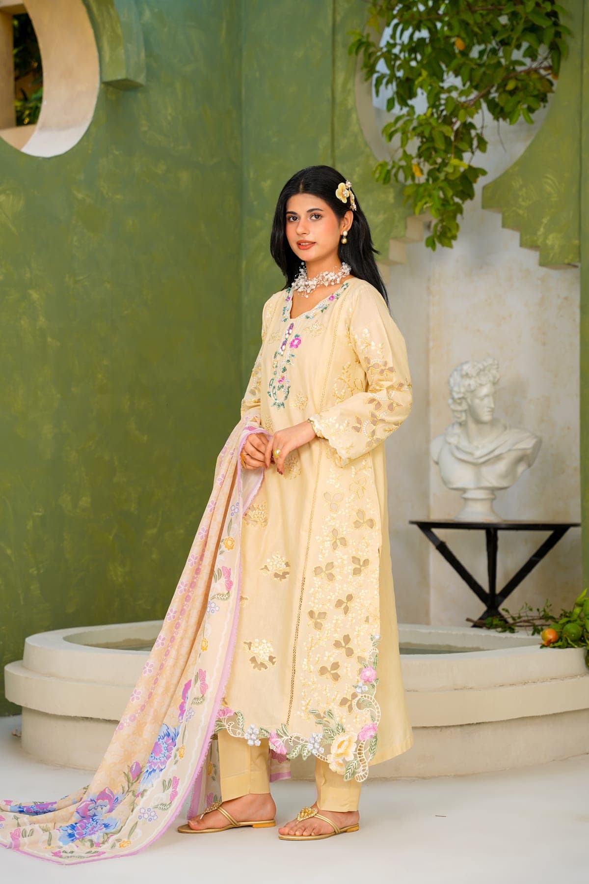 Golden Bloom Embroidered Suit view 5