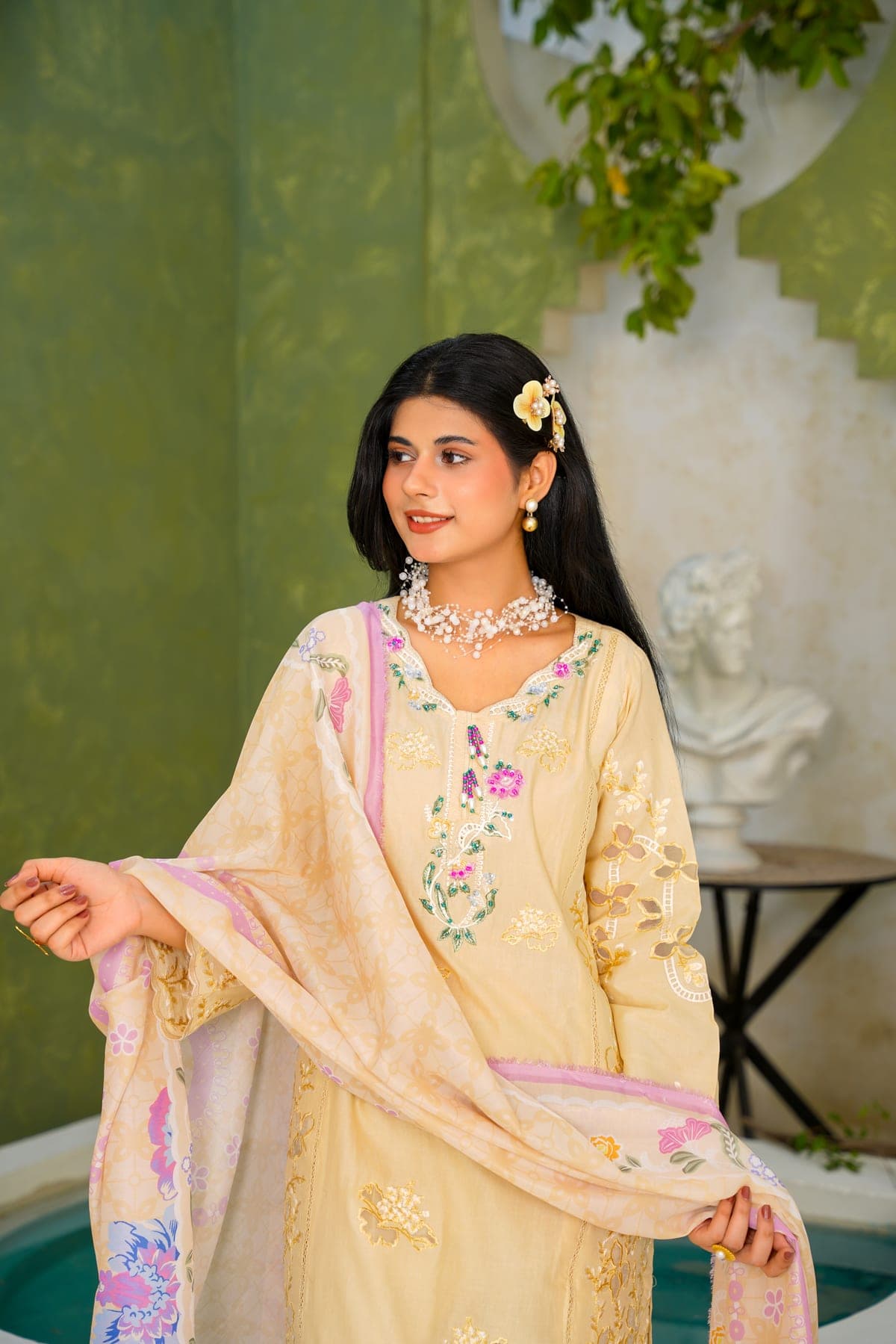 Golden Bloom Embroidered Suit view 7