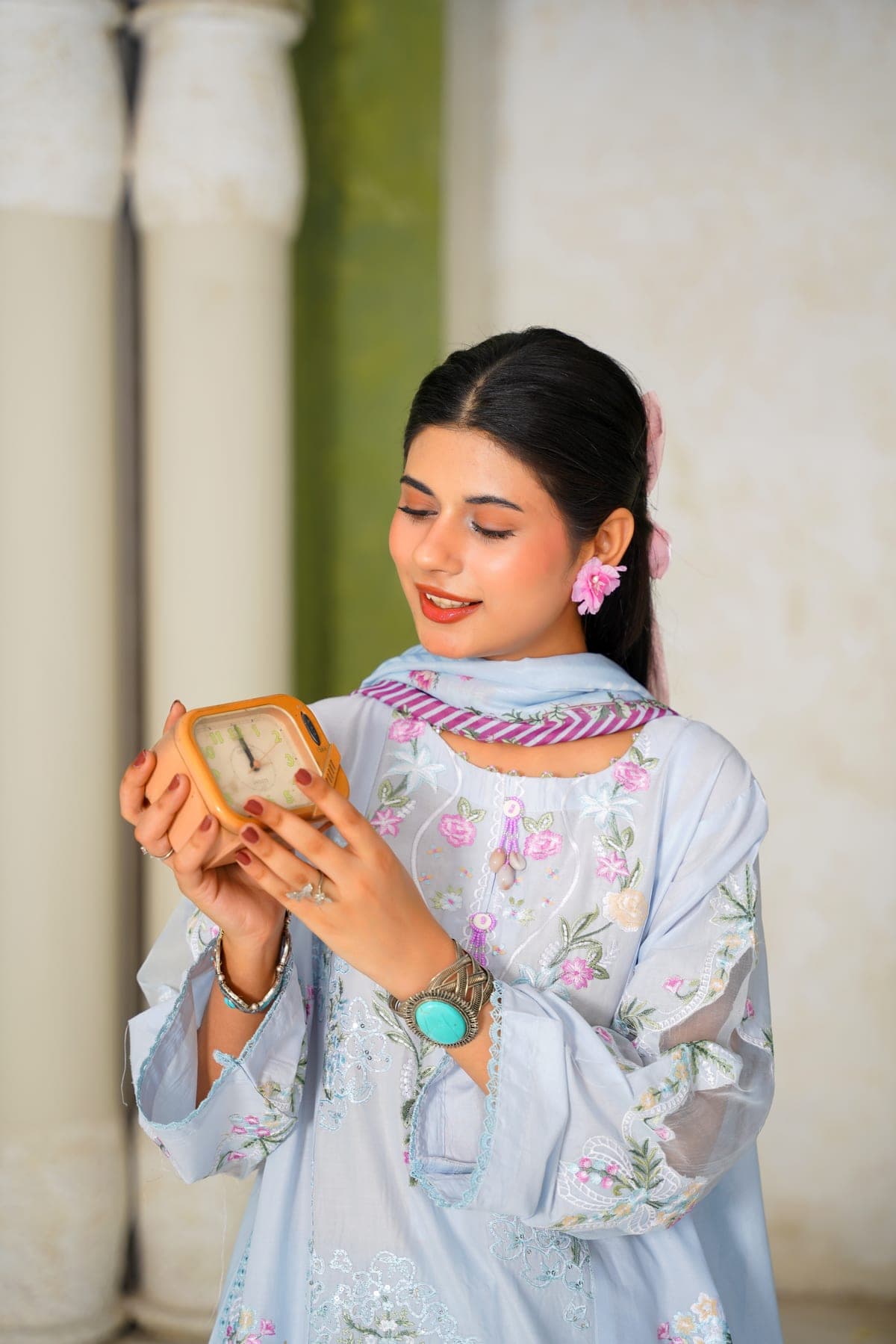 Powder Blue Embroidered Suit view 6