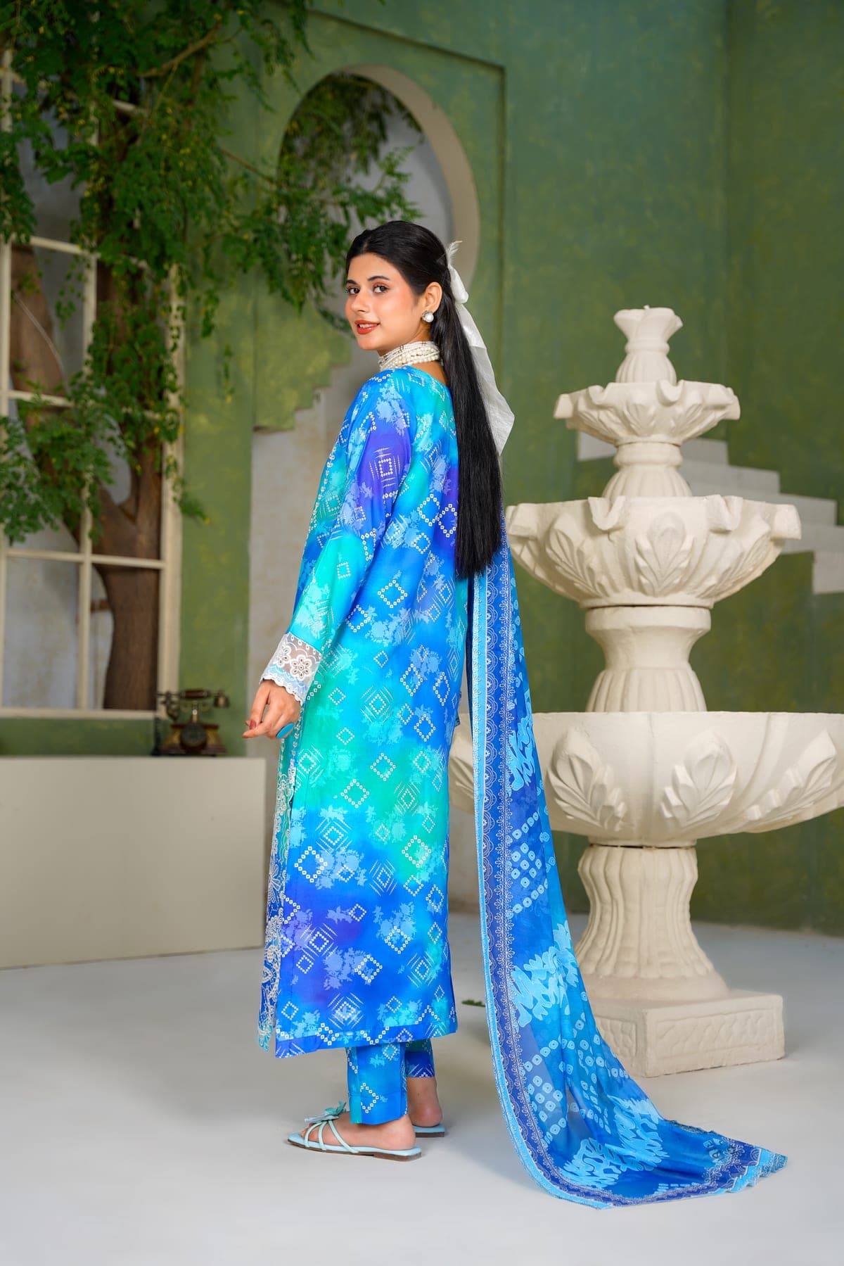 Azure Ombre Embroidered Suit view 4