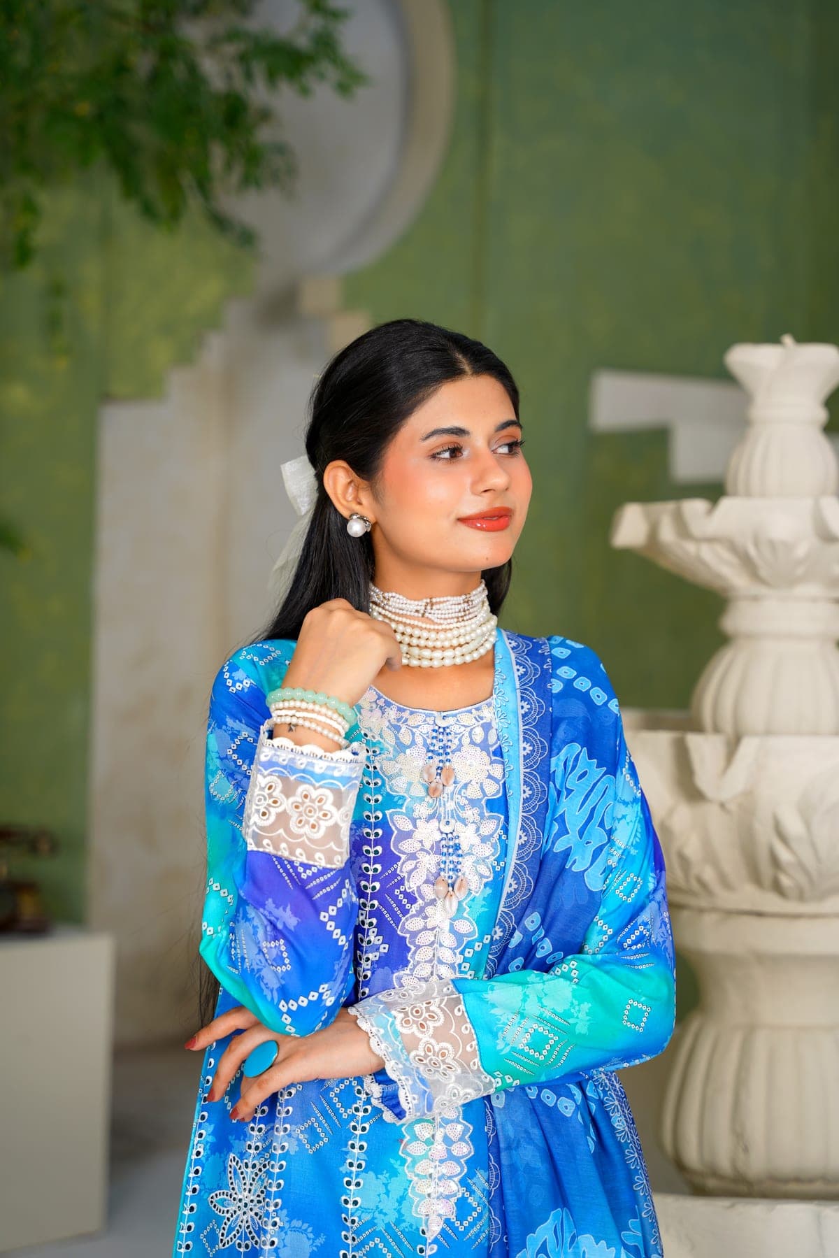 Azure Ombre Embroidered Suit view 5