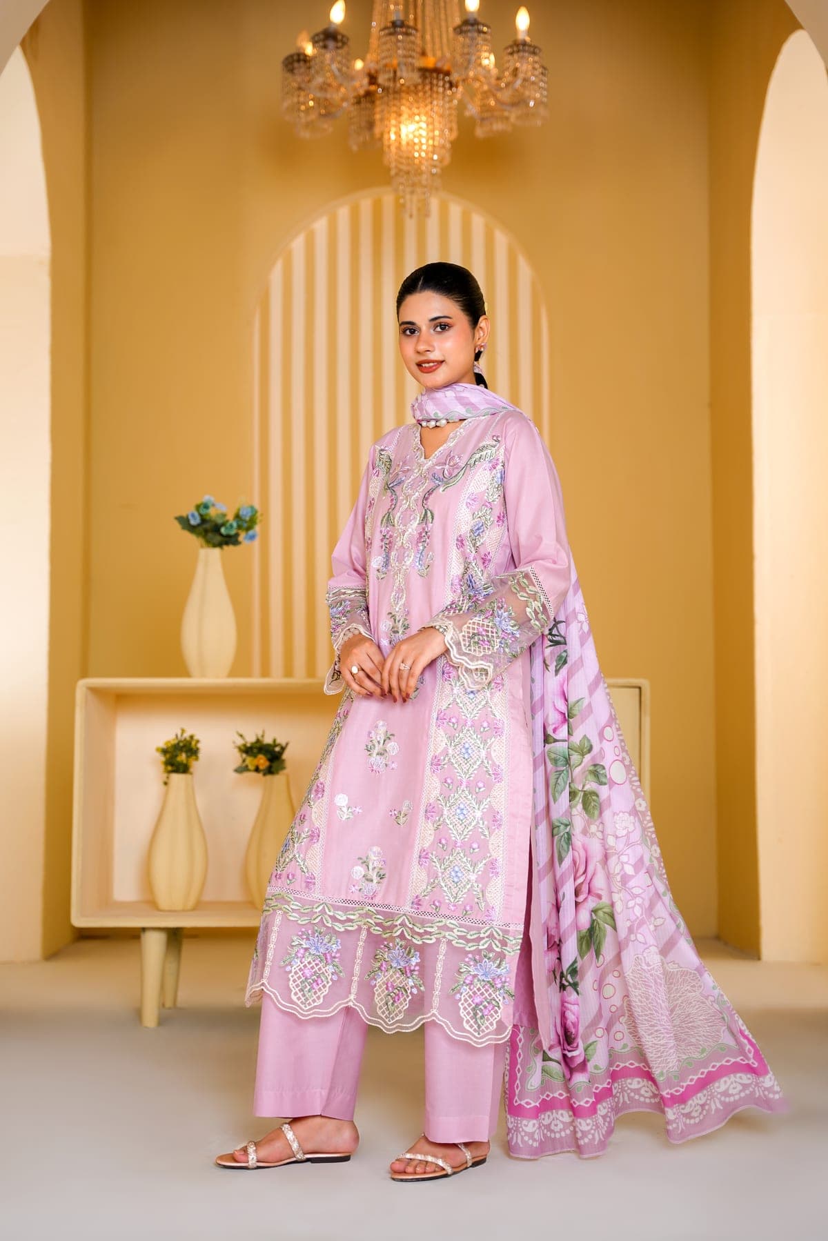 Lilac Rose Print Suit view 3