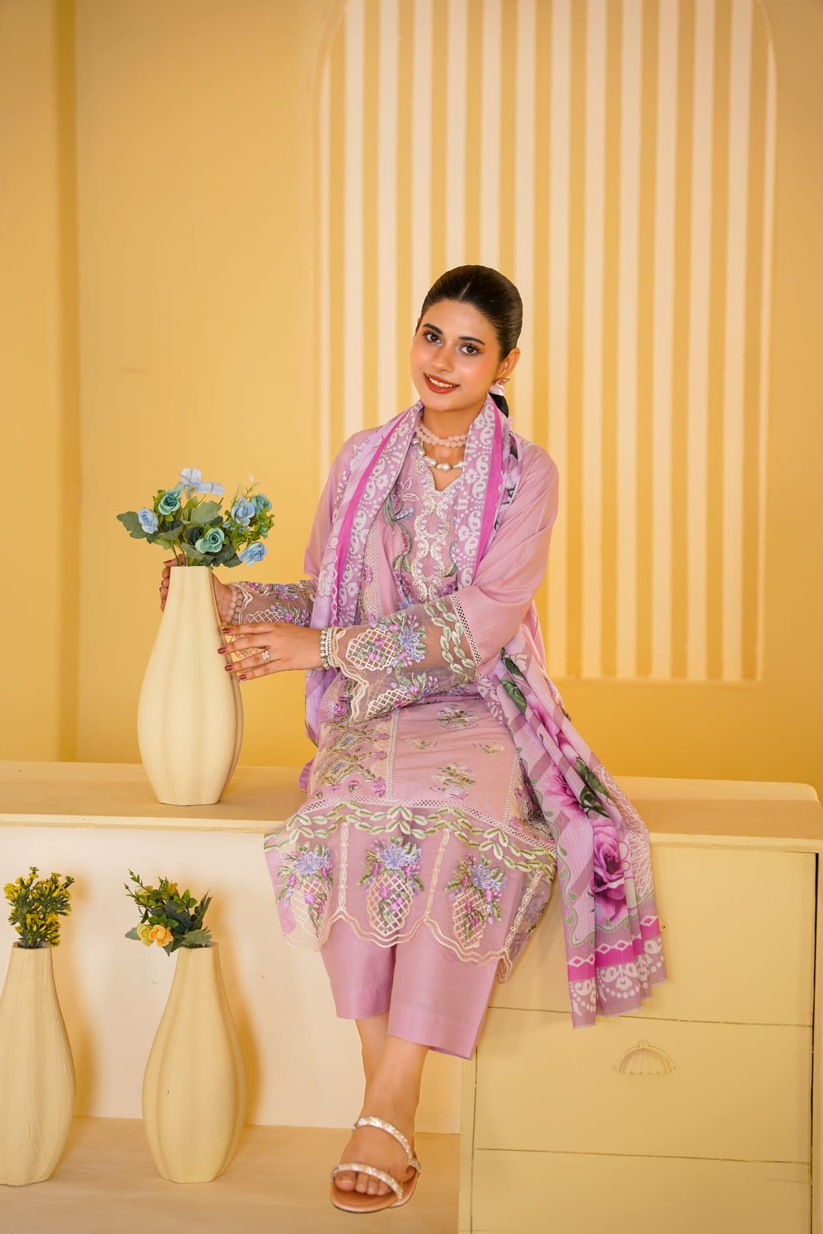 Lilac Rose Print Suit view 7